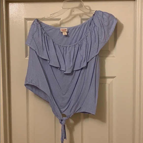 Mossimo Supply Co. Tops - Mossimo blue and white one shoulder top